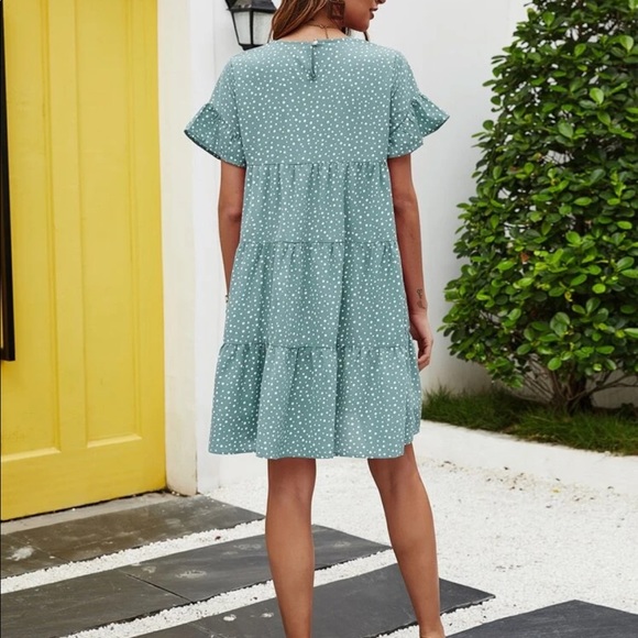 Boho dot flounce sleeve dress - Picture 2 of 6